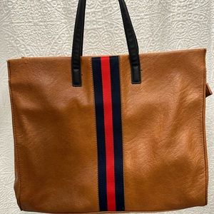 Brown leather tote